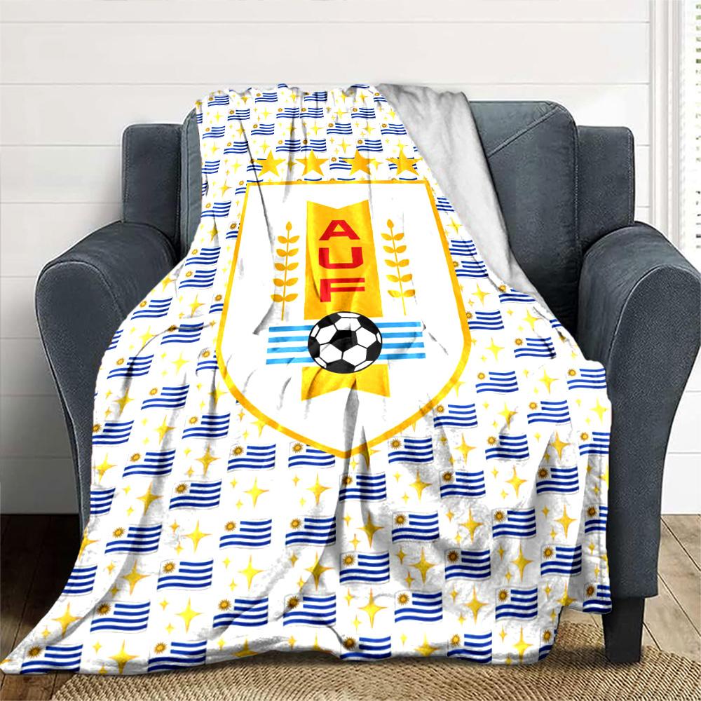 Uruguay Celeste Football Print Flannel Blanket High Quality Warm Comfortable Cover for All Seasons Perfect for Gifts Home Decor