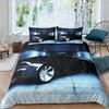 Race Car King Queen Duvet Cover Cool Speed Racing Bedding Set Teens Men Black Sport Car Quilt Cover Polyester Comforter Cover