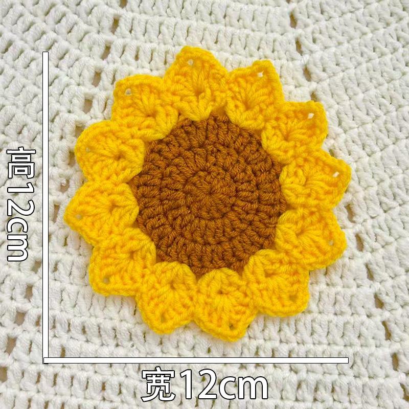 Готовый продукт новый милый стиль инс маленький цветочный подстаканник подставка под тарелку теплоизоляционная подставка ручная работа шерсть вязание крючком