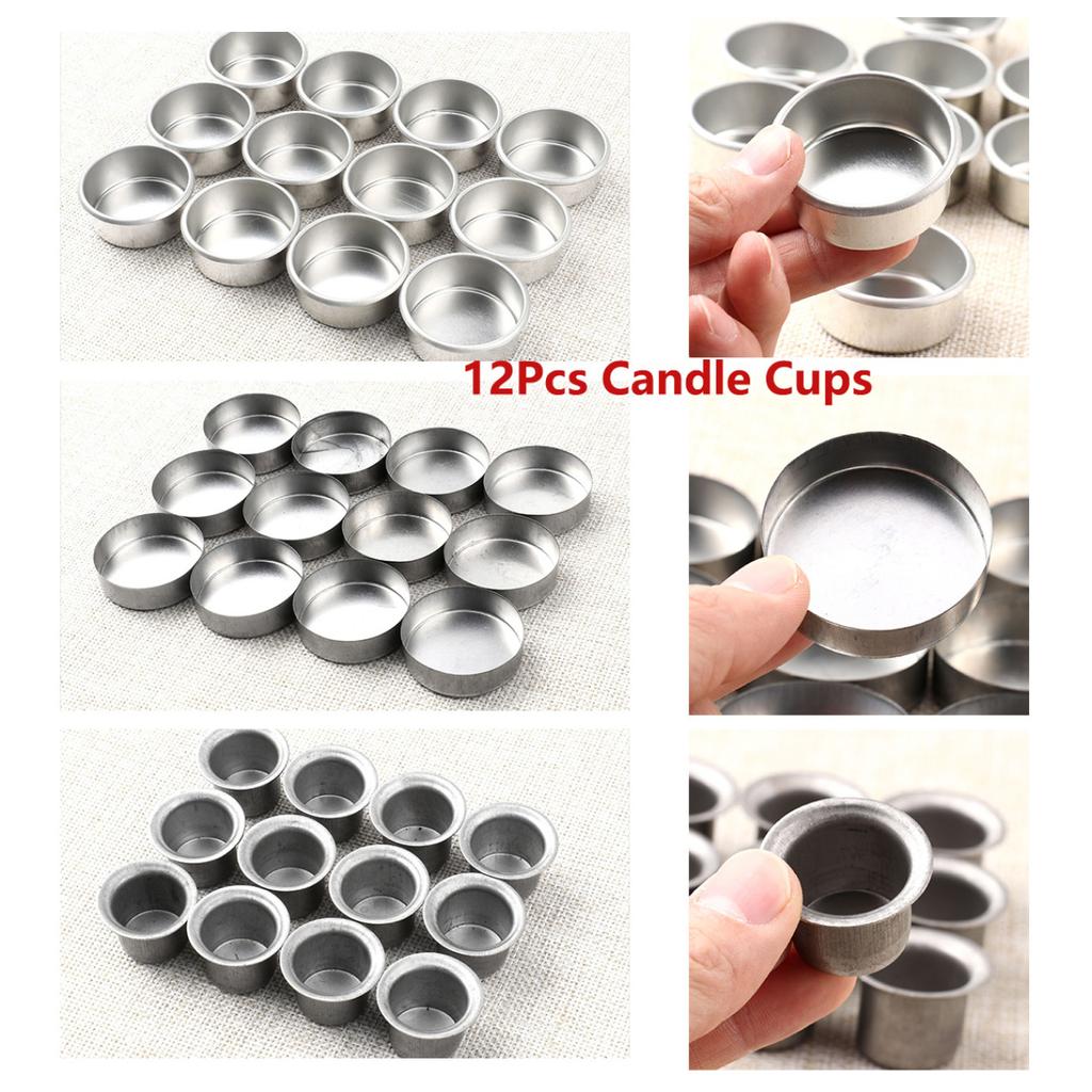 12 Pcs Mini Candle Jars Round Metal Candle Cups Tea Light Tins DIY Tealight Holders Home Decor DIY Handmade Candle Containers