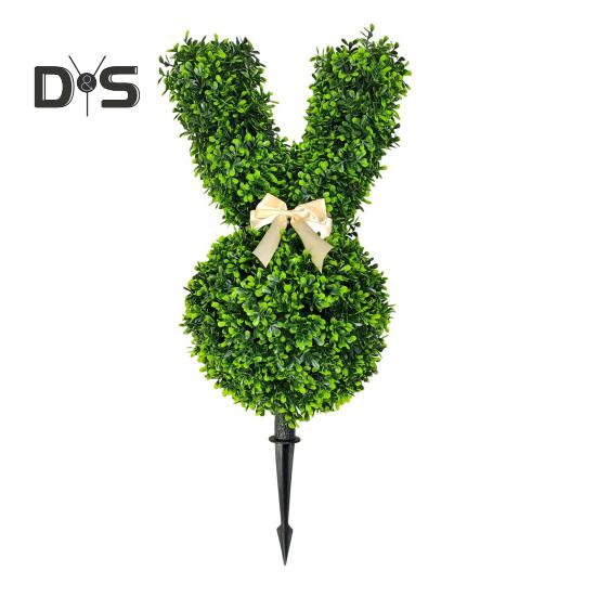 Искусственное растение-кролик, топиарий, 55 см, зеленое пасхальное дерево-кролик, искусственные кустовые растения с шипом для домашнего двора, газона, пасхальное украшение