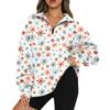 Women's Casual Fashion Long Sleeve Printing Zipper Hooded Sweatshirt Top