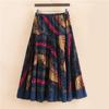 Spring Summer Fashion Women's Cotton Linen High Waist Slim Half Length Temperament Check Print Swing Skirt Plus Size