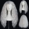 Silver White Fluffy Curled Long Wavy Hair Synthetic Wig | Retro Witch Role-playing Wig | Corn Perm Wig