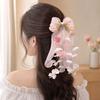 Faux Pearl Strands Bow Hair Clip Sheer Ribbon Ribbon Hair Clip Cute Hair Bow Clip  Gifts