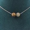Stones and Minerals. Necklace 2 Beads Quartz Rutile 8 Mm Stainless Steel Chain Necklace Women, Men. Customizable Size.