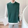 Fall Winter Men Sweater Vest Loose Single Breasted Knitted Elastic Solid Color Casual Soft Cardigan Buttons Sleeveless Round Neck Men Vest