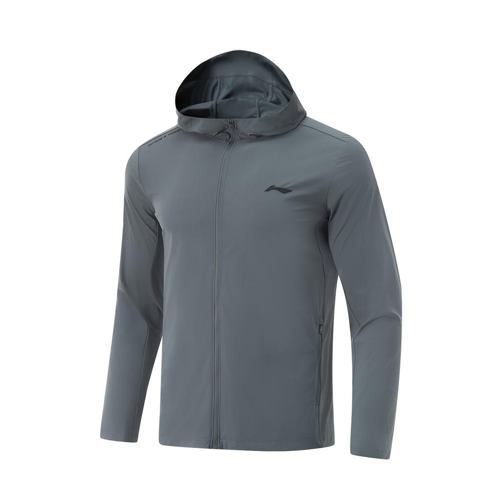 Li-Ning Fitness Series Sports Casual Simple Solid Color Hooded Jacket Men Jacket Thunderstorm-Gray AFDV613-8