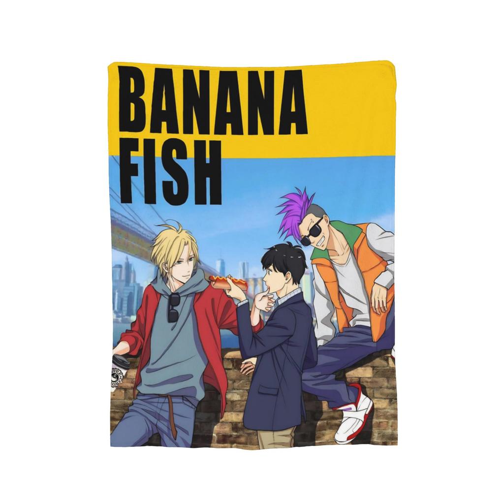 Banana Fish Anime Print Blanket For Men Women Super Soft Cozy Throw Blankets for Living Room 50x60 Inches Multiple Sizes