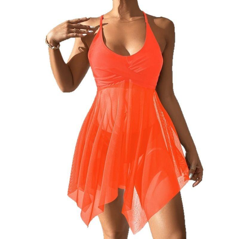 Women S Split Swimsuit High Waist Pant Cross Top Strappy Swimwear