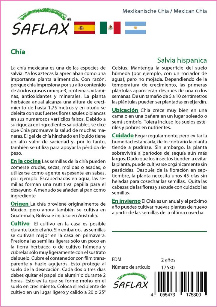 SAFLAX Garden in the Bag - Мексиканский чиа - 500 семян - С субстратом в подходящем пакете - Salvia hispanica