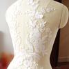 1Pcs White Black Lace Applique Handmade Beads Wedding Dress Decoration DIY Collar Lace Patch