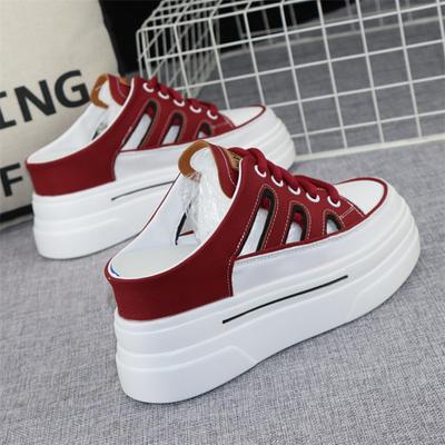 Модные женские туфли на толстой подошве Muffin 2024 года, лето, новый стиль, повседневная обувь без каблука, с внутренним увеличением, женская вулканизированная обувь 8 см