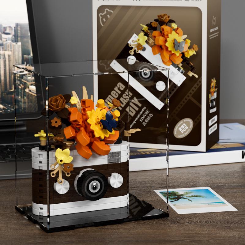Совместимые с LEGO строительные блоки в виде зеркальной камеры с цветком - Креативная развивающая игрушка для детей и модный декор в подарок