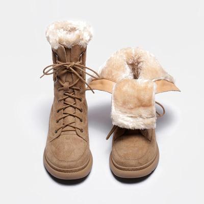 Модные Элегантные Женские Туфли на Среднем Каблуке Шнуровка До середины Икры Женские Зимние Ботинки Шнурки Полувысокие Панк Стиль Водонепроницаемые Боевые в Наличии