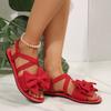 Women's Flat Sandals 2025 New Summer Beach Sandals Outdoor Lightweight Walking Flat Sandals for Women Bow Elastic Casual Sandal