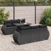 VidaXL Garden Lounge Set 7 Pcs with Cushions Black Wicker 3326576