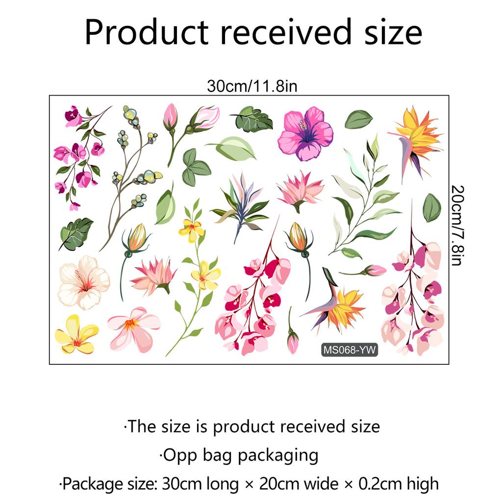 Красивые цветы Наклейка на стену Гостиная Фон Украшения Дома Наклейки Ванная Комната Зеркало Декор Украшение Самоклеящаяся Наклейка