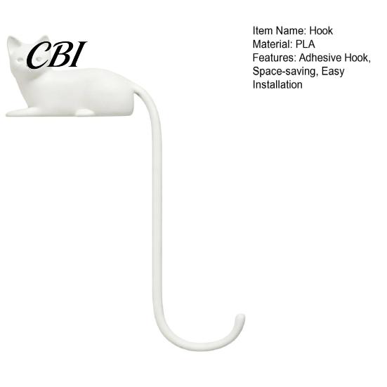 Strong Load Bearing Wall Hangers Animal Long Tail Adhesive Hook, Cat/Dog Shape Hanger, Mounted Durable Metal Utility Hooks Decorative No Punching