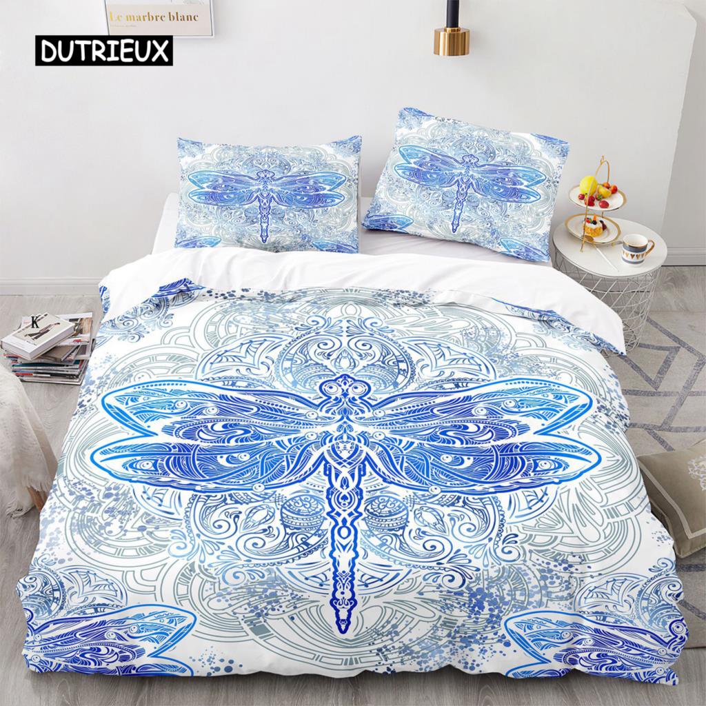 Комплект постельного белья Death Moth Queen Size Gothic Skull Boho, комплект постельного белья с черно-белым декоративным рисунком скелета