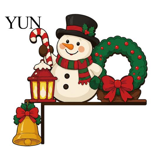Wooden Holiday Door Frame Sign Christmas Topper Stickers, Seasonal Decoration, L-shaped Corner Tree Decor for Home Decor, Festive Wall Art Ornament
