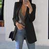 Women Suit Coat Lapel Long Sleeve Open Front Suit Jacket Solid Color Urban Style Spring Autumn Business Outerwear
