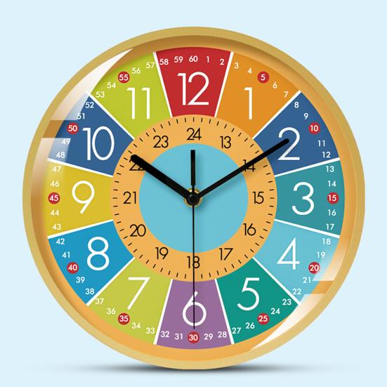 Настенные часы Научного дизайна Легко читаемые Бесшумные не тикающие Цветные часы на батарейках Классная комната Детский сад Время обучения Инструмент