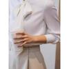 Белая блузка с бантом из ленты в стиле French Chic для женщин, Осень 2025
