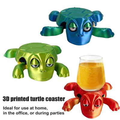 Подставки под стаканы в виде черепах, напечатанные на 3D-принтере, забавные дробленые подставки под напитки, очаровательный коврик под стакан в виде черепахи, креативный аксессуар для вечеринки
