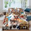 Комплект постельного белья с изображением животных джунглей, тигров, леопардов, королевских королев, пододеяльник с акварельными тропическими растениями, покрывало из полиэстера