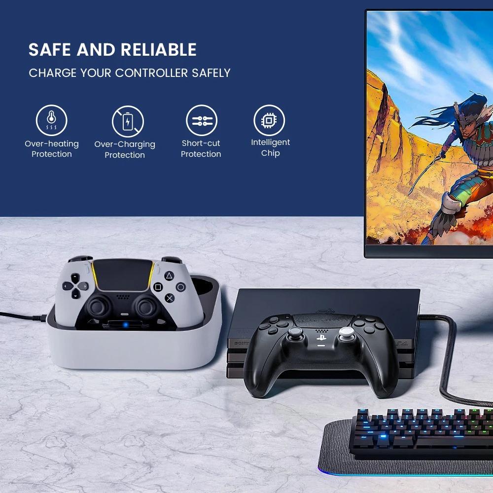 Зарядное устройство для двух контроллеров для PlayStation 5 / PS5 DualSense / Edge Станция зарядки контроллера Док-станция