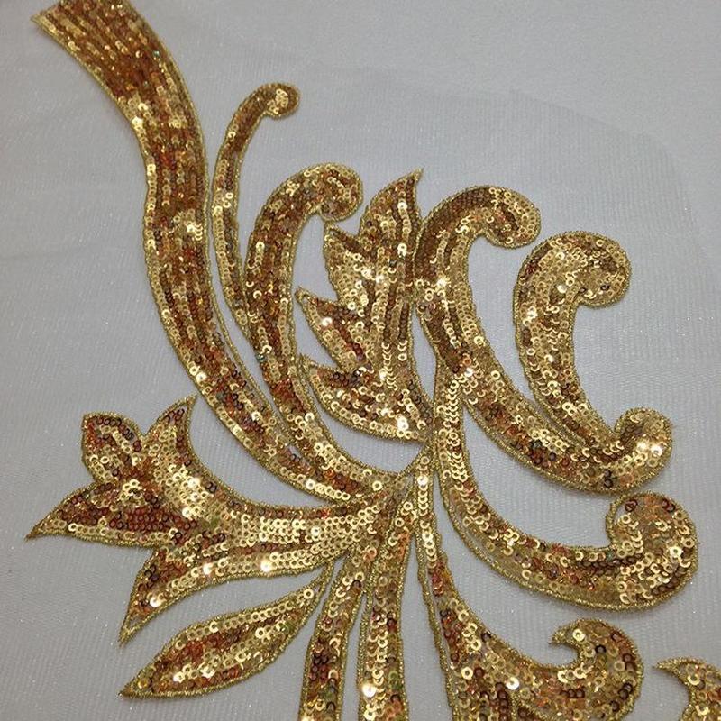 Silver Lace Fabric Embroidered Gown Appliques Flora Collar Mesh Baroque Vintage Sew On Patches For Wedding Decoration Dress DIY