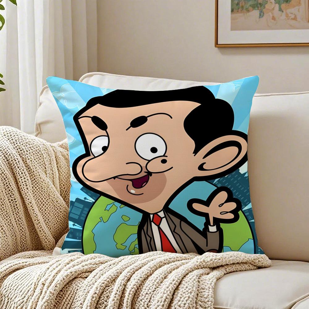 Funny Cartoon Characters Mr BeanForGrowth Cushion Cover Pillowcase Antidustmite living Room Sofa Decor Cushion Room