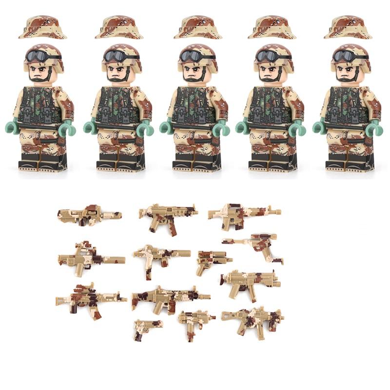 Солдаты спецназа США, оружие спецназа, оружие, четырехсторонняя печать, строительные блоки, комплект, наборы кирпичей, классическая модель, детские игрушки