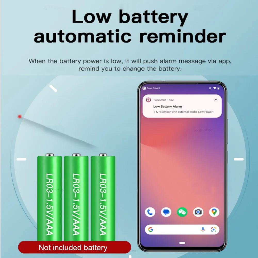ONENUO Tuya WiFi Humidity Temperature Sensor with External Probe LCD Thermometer for Smart Home APP Monitoring for Refrigerator