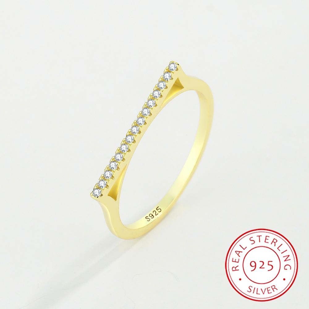 Creative Geometric 18K Gold Ring for Women Triangle Genuine S925 Silver Engagement Wedding Gift Jewelry for Women