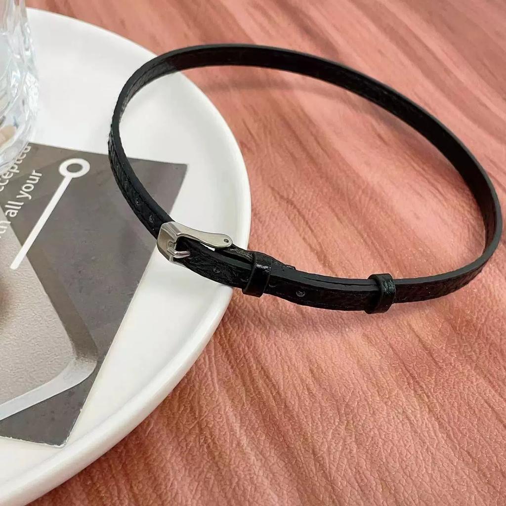 Texture Belt Buckle Neckchain Punk Dark Stackable Leather Unique Y2K Necklace Men Women Simple Choker Jewelry