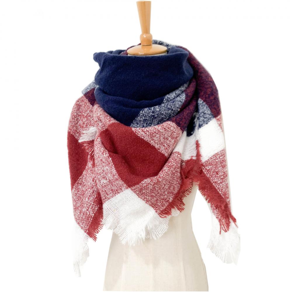 Spring Autumn Winter Shawl Ladies Plaid Triangle Scarf
