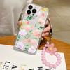 Роскошный цветочный чехол для iPhone 11 Fundas iPhone 13 14 15 12 Pro Max XR 7 8 Plus X Xs 6 SE ремешок на запястье прозрачные мягкие чехлы из ТПУ