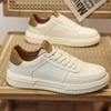 Small White Shoes Men's Summer Breathable Comfortable Fashion Hundred Matching Men's Casual Leather Shoes Men's White Shoes Sports Board Shoes