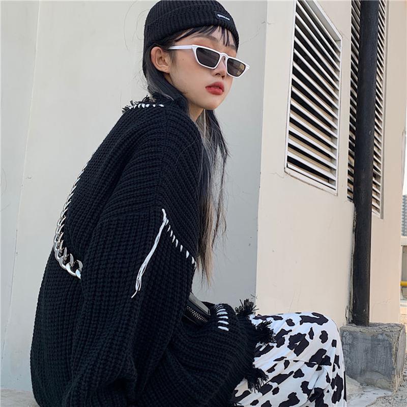 Autumn Winter Coat Mid-length Fashion All-match Sweater Loose Long-sleeved Knitted Outer Sweater Women
