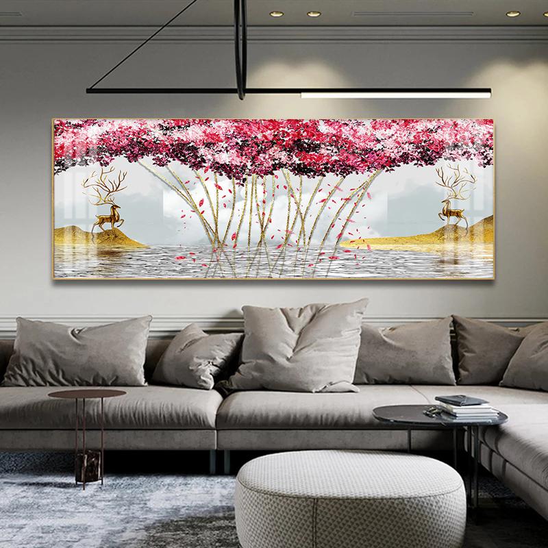Абстрактное Цветочное Настенное Искусство на Холсте в Черно-Золотых Тонах с Дизайном Бабочки и Розы