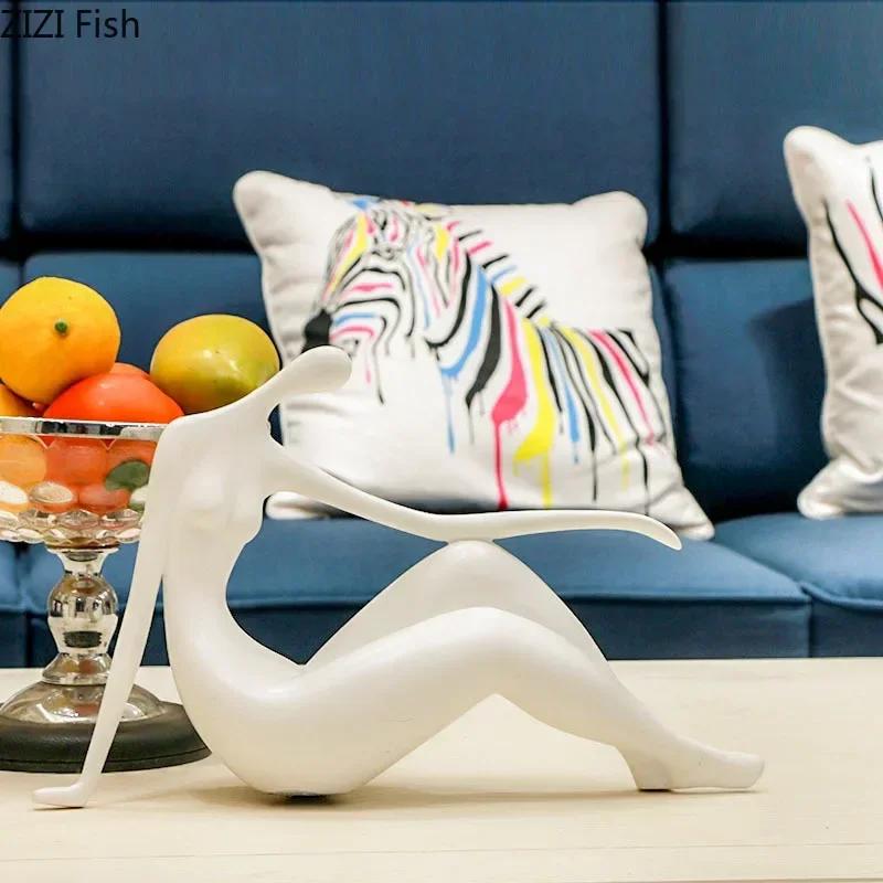 Статуэтка Йоги Абстрактное Произведение Искусства Украшения Настольное Украшение Минималистичный Персонаж Йоги Скульптура из Смолы Современный Декор для Дома