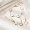Trendy Five-Leaf Clover Jewelry Set: Necklace, Earrings & Bracelet In Luxury Lace Design