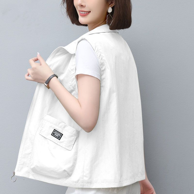 Короткий тонкий жилет, женская куртка без рукавов, весна-лето, повседневная, большого размера, свободная верхняя одежда, солнцезащитный жилет, жилет