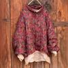Women Vintage Print Floral Shirts Button Tops Autumn Chinese Style Turn-down Collar Women Blouses