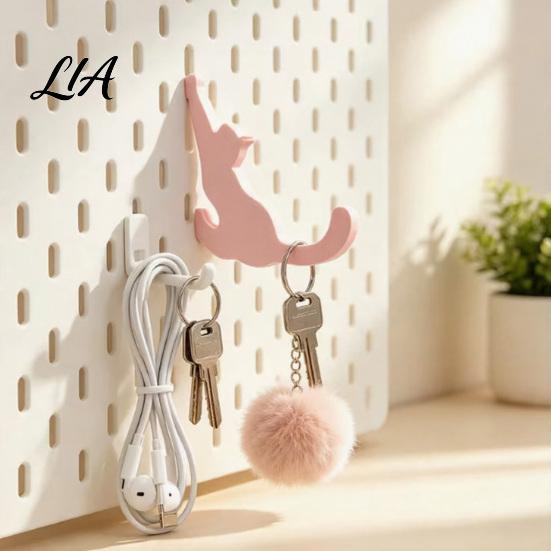 Jewelry Display Hooks 4PCS Cat Shaped Hangers for Pegboard, Wall Organizer Decorative Storage Cartoon Decor Hooks, Stable PLA Structure Holders
