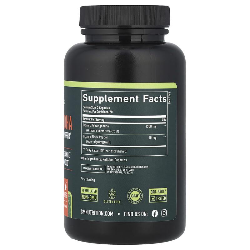 Ashwagandha With Black Pepper, 120 Capsules