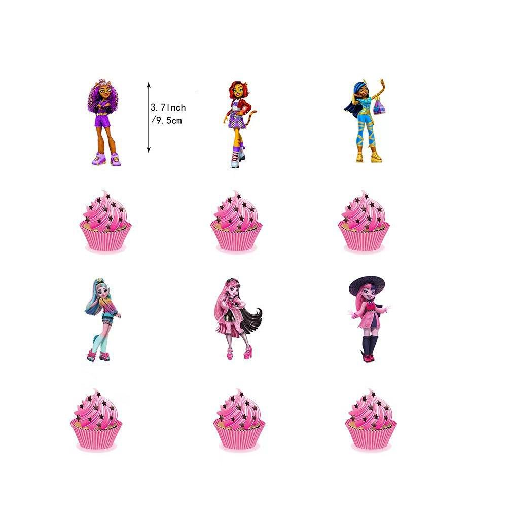 30 шт. принадлежностей для вечеринки Monster High, включая баннер, топперы для торта, воздушные шары