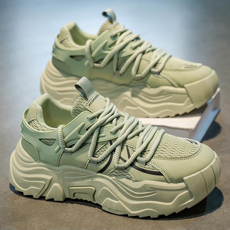 New Thick SoledNew Thick Soled Height Increasing Lightweight Comfortable Breathable Sports Dad Shoes Low Top Trendy Single Shoes